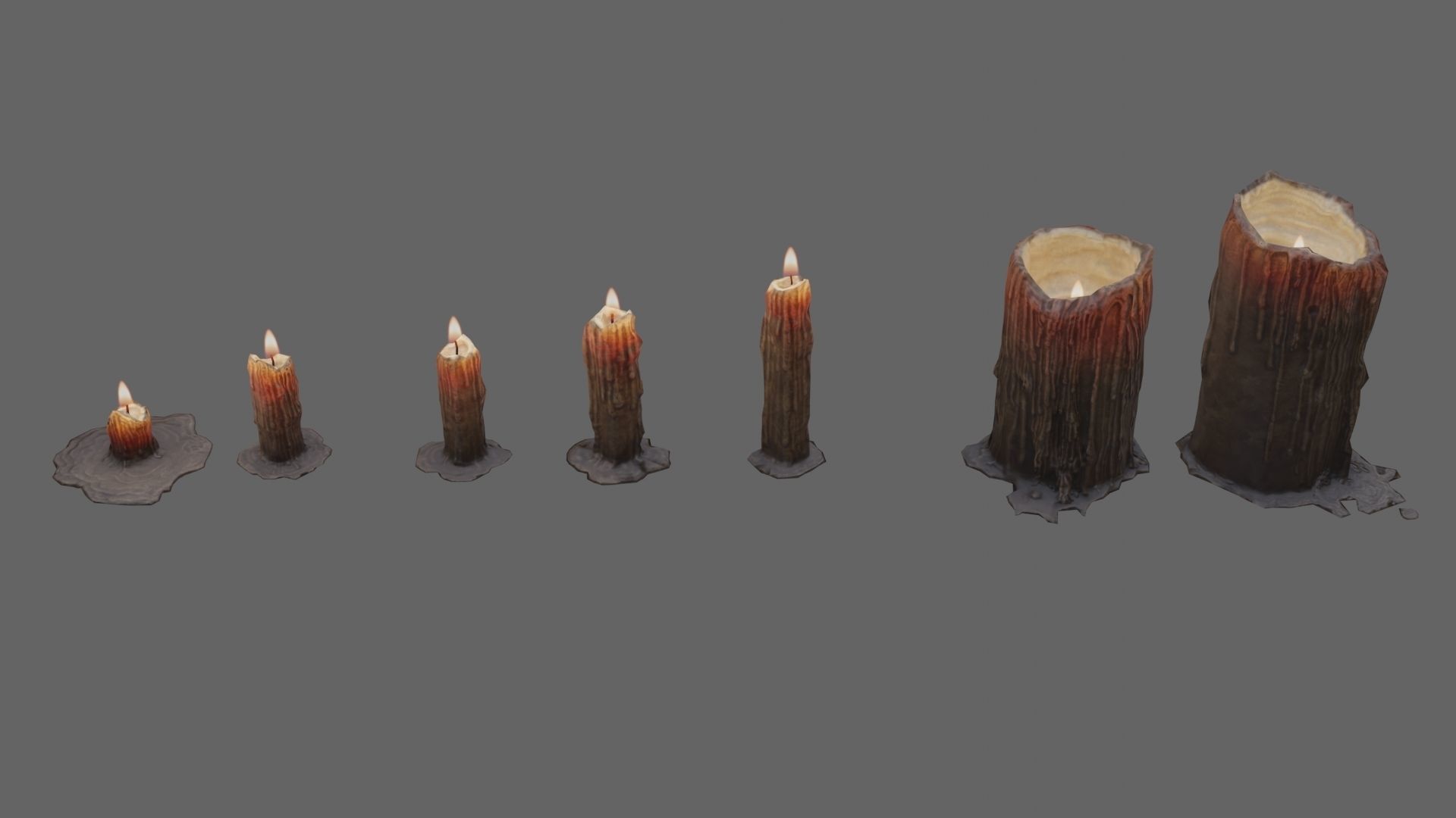 Low Poly Candle Collection With PBR Materials Low-poly 3D model_5