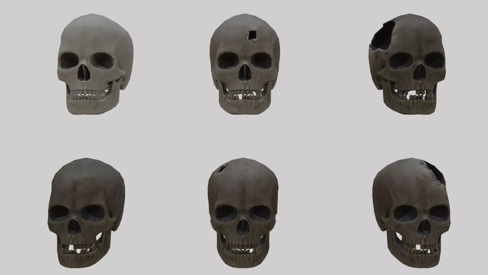 Low Poly Skull Collection With PBR Materials And Multiple Skins Low-poly 3D model