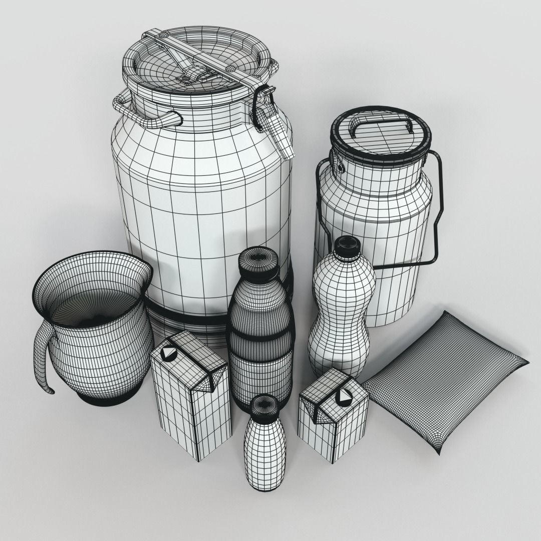 Milk Products Bottles 3D model_6