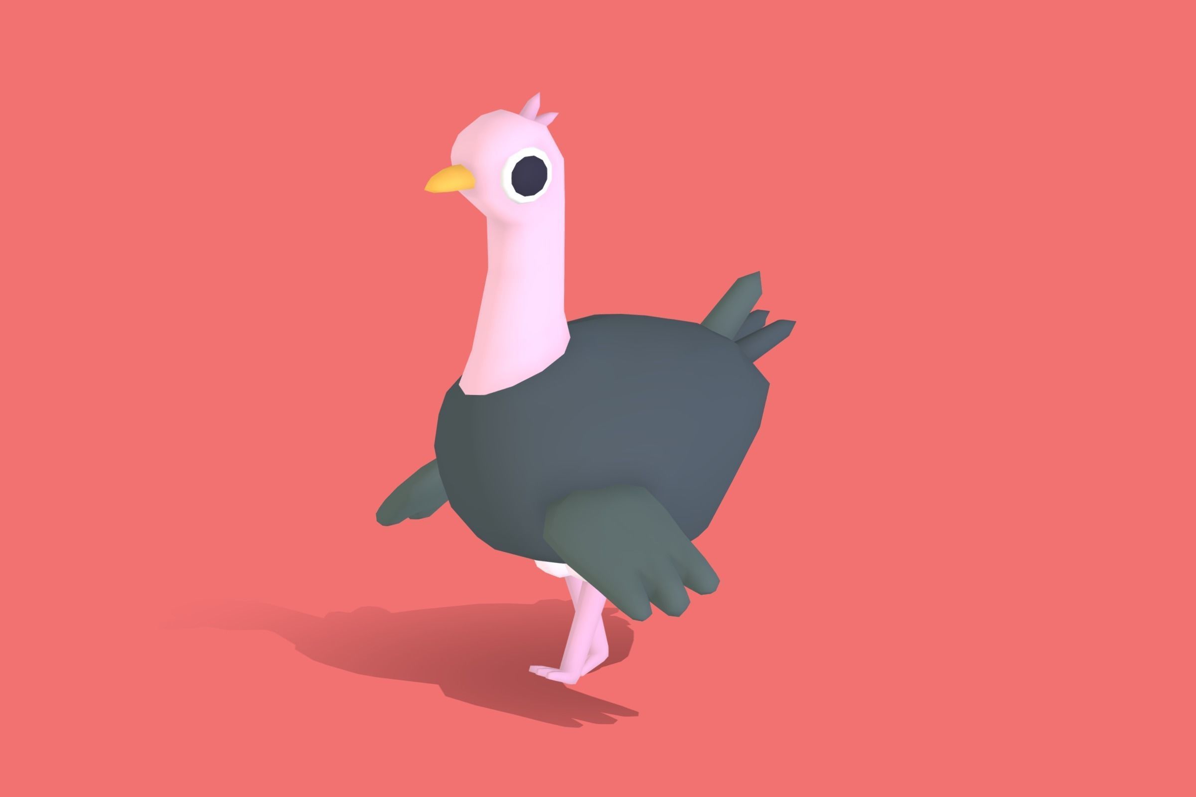 Ostrich - Quirky Series Low-poly 3D model_5