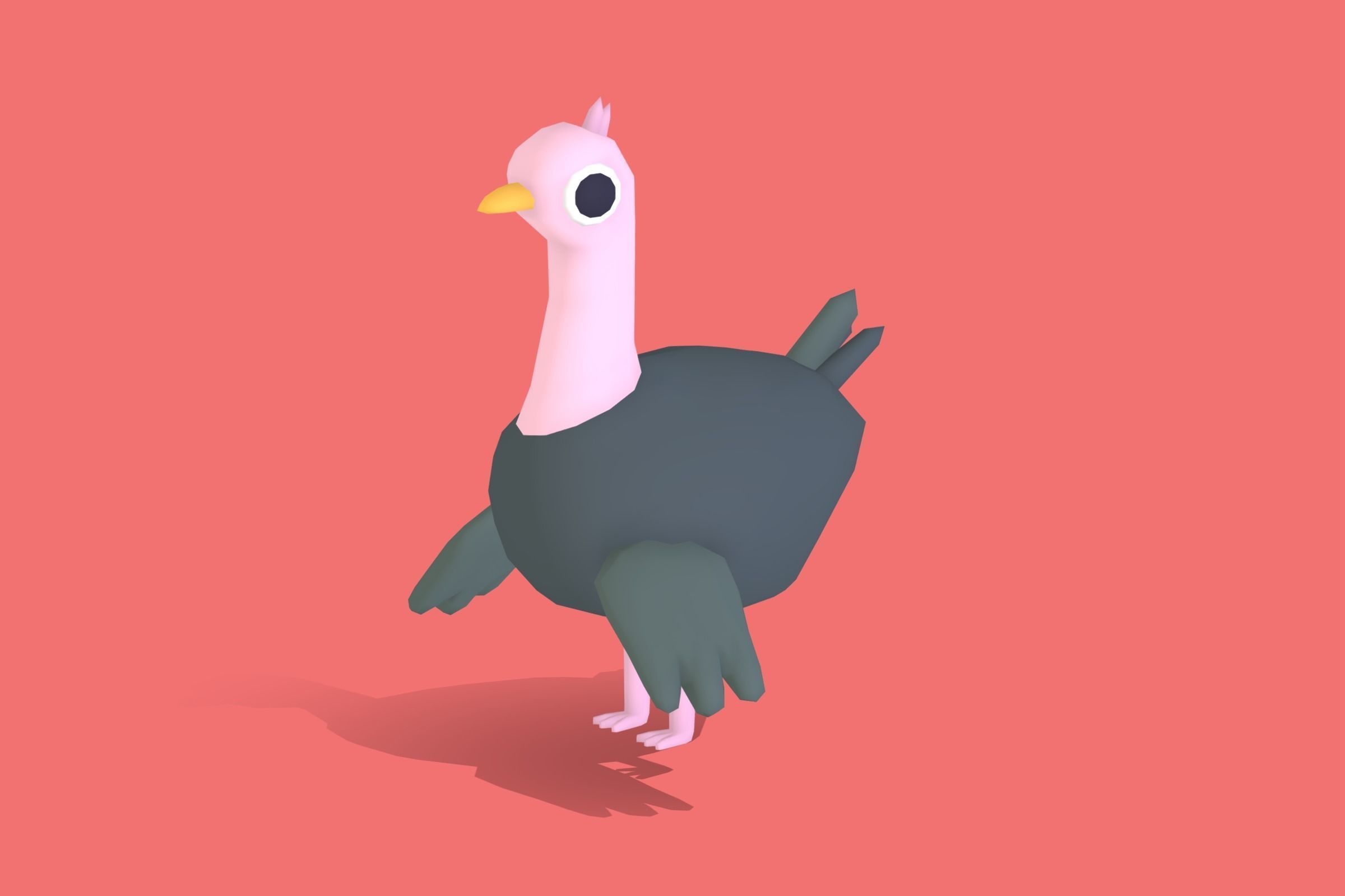 Ostrich - Quirky Series Low-poly 3D model_3