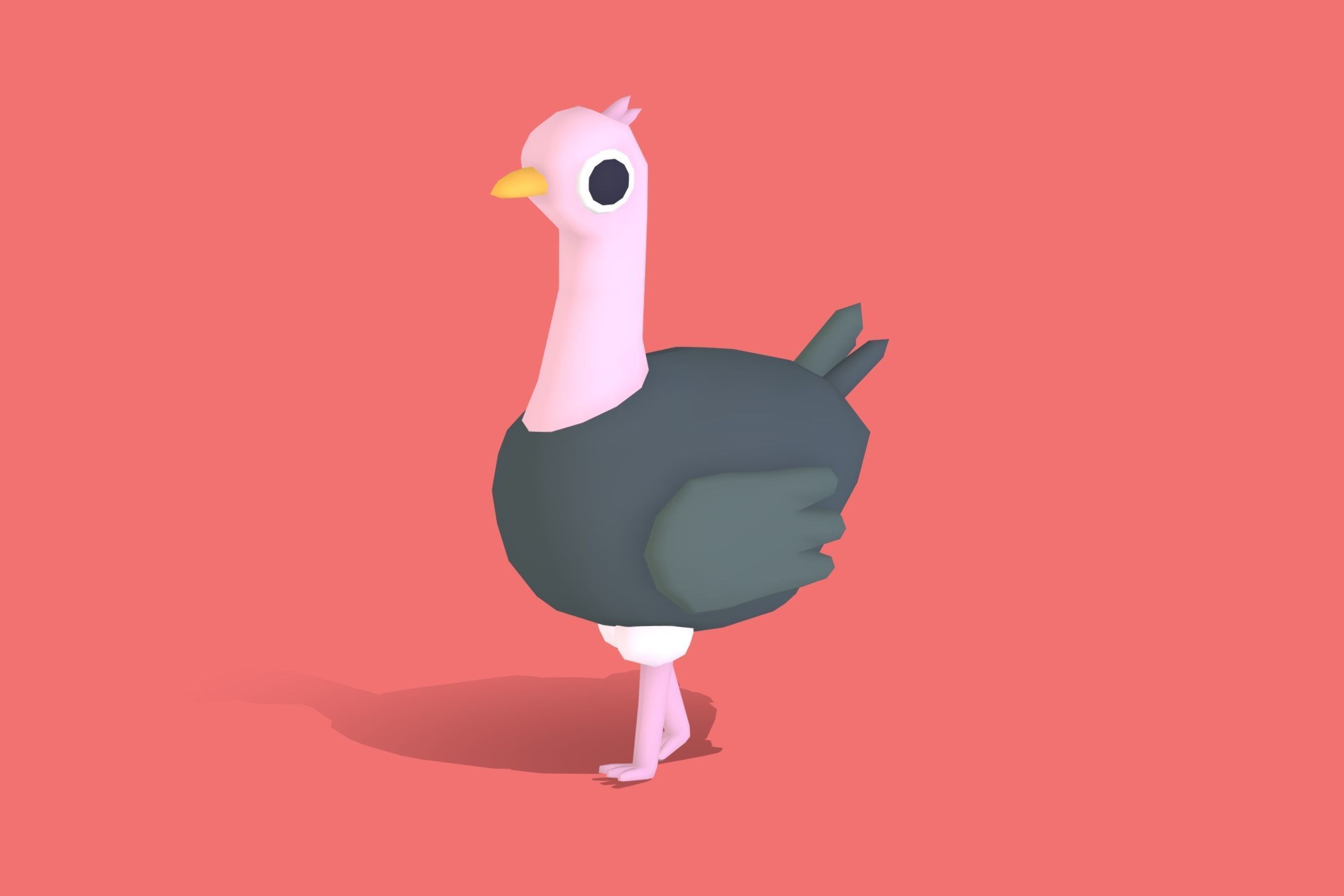 Ostrich - Quirky Series Low-poly 3D model_8