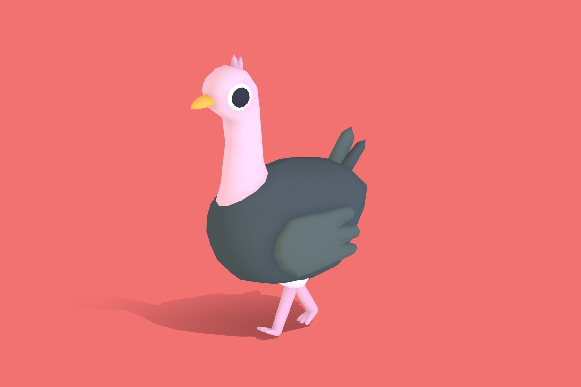 Ostrich - Quirky Series Low-poly 3D model_10
