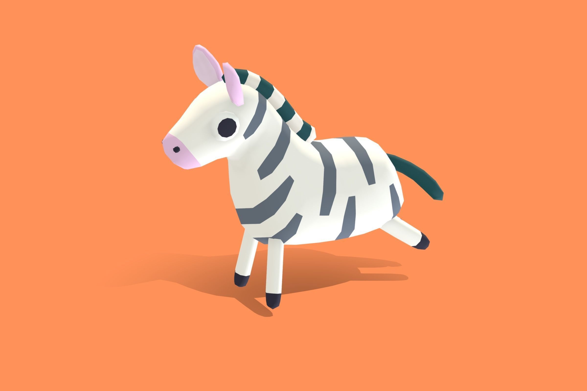 Zebra - Quirky Series Low-poly 3D model_3