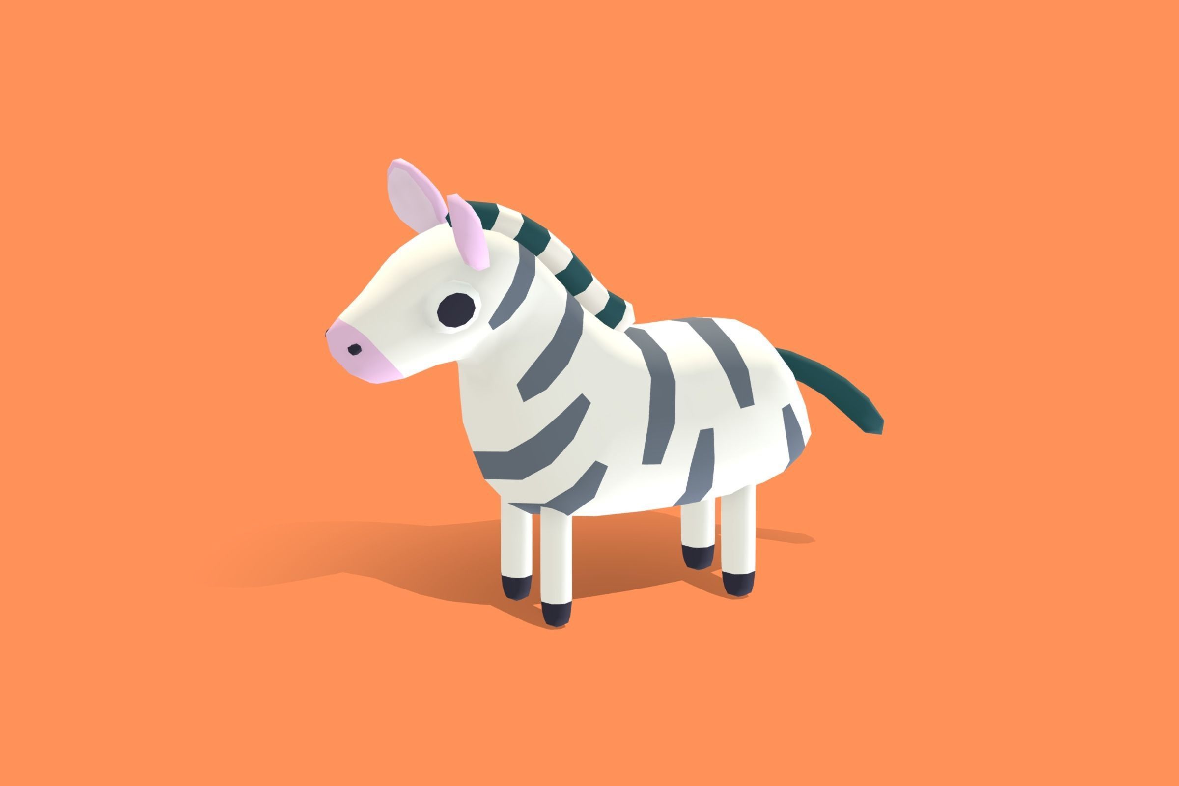 Zebra - Quirky Series Low-poly 3D model_4
