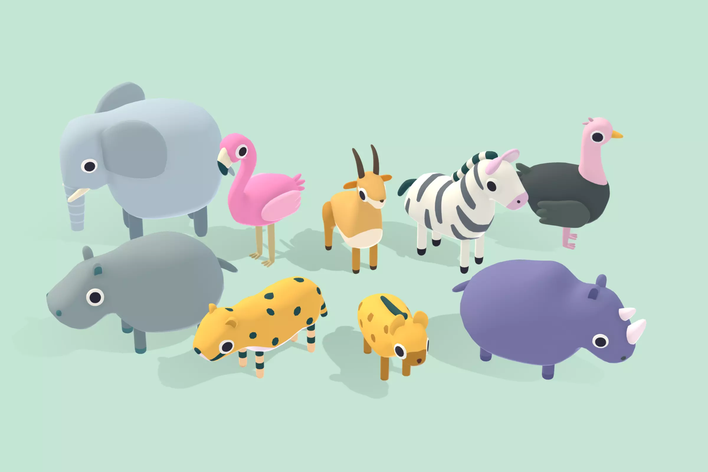 Quirky Series - Safari Animals Vol 1 Low-poly 3D model