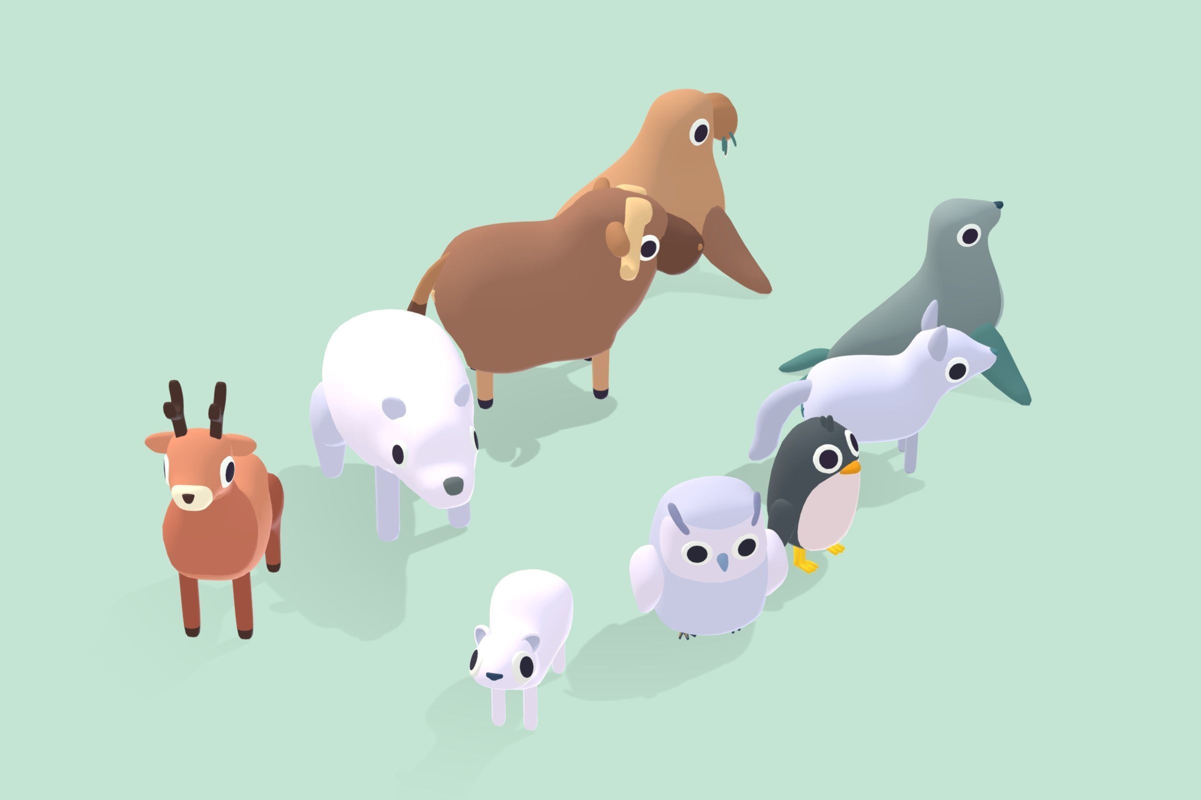 Quirky Series - Arctic Animals Vol 1 Low-poly 3D model_2