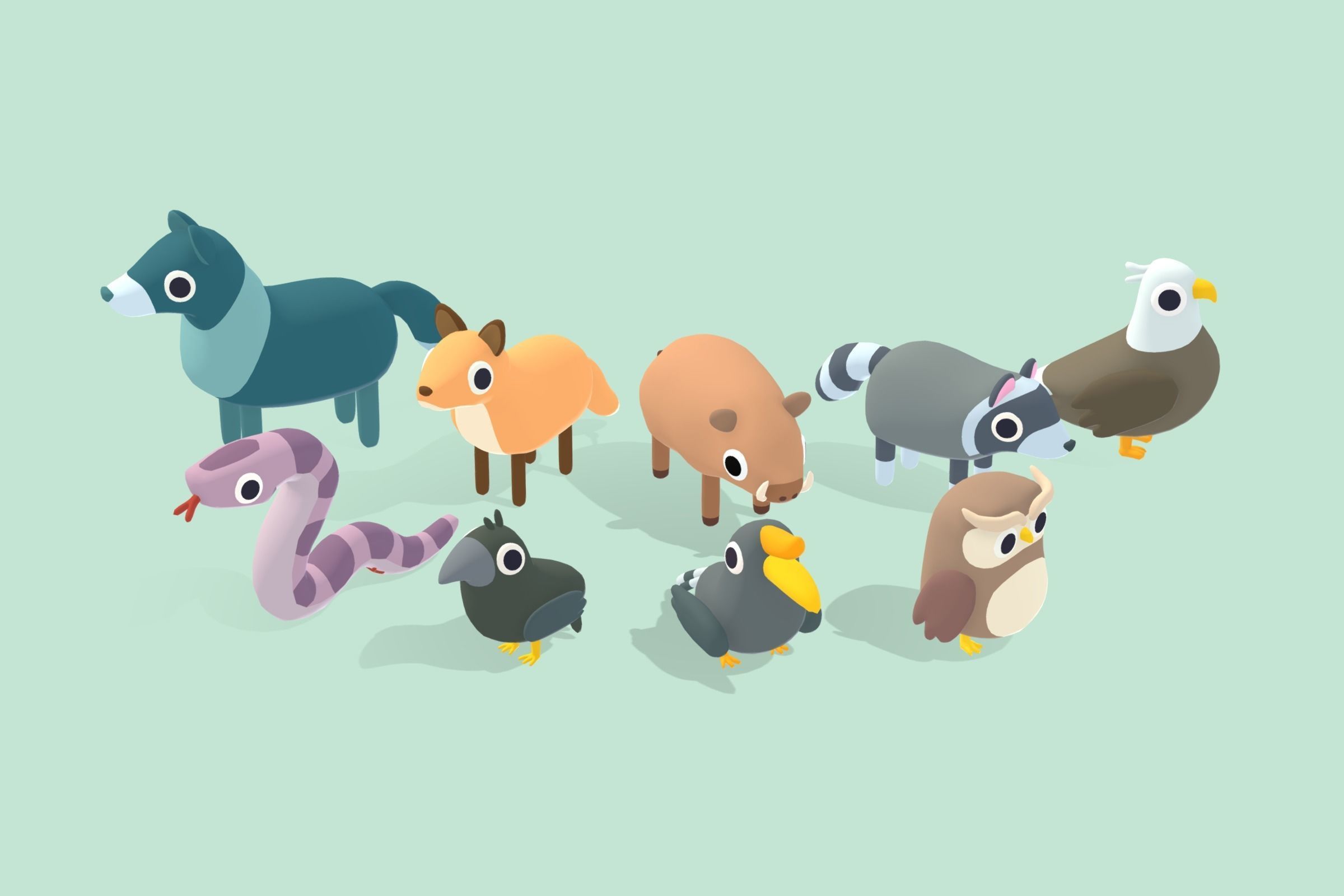 Quirky Series - Animals Mega Pack Vol 1 Low-poly 3D model_3