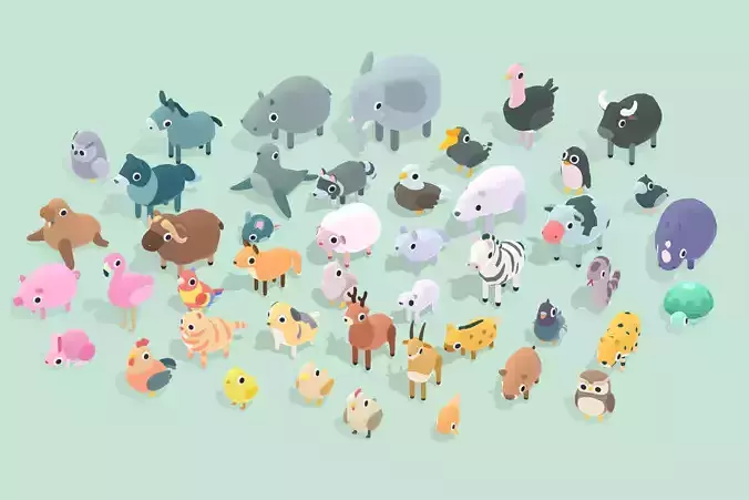 Quirky Series - Animals Mega Pack Vol 1 Low-poly 3D model