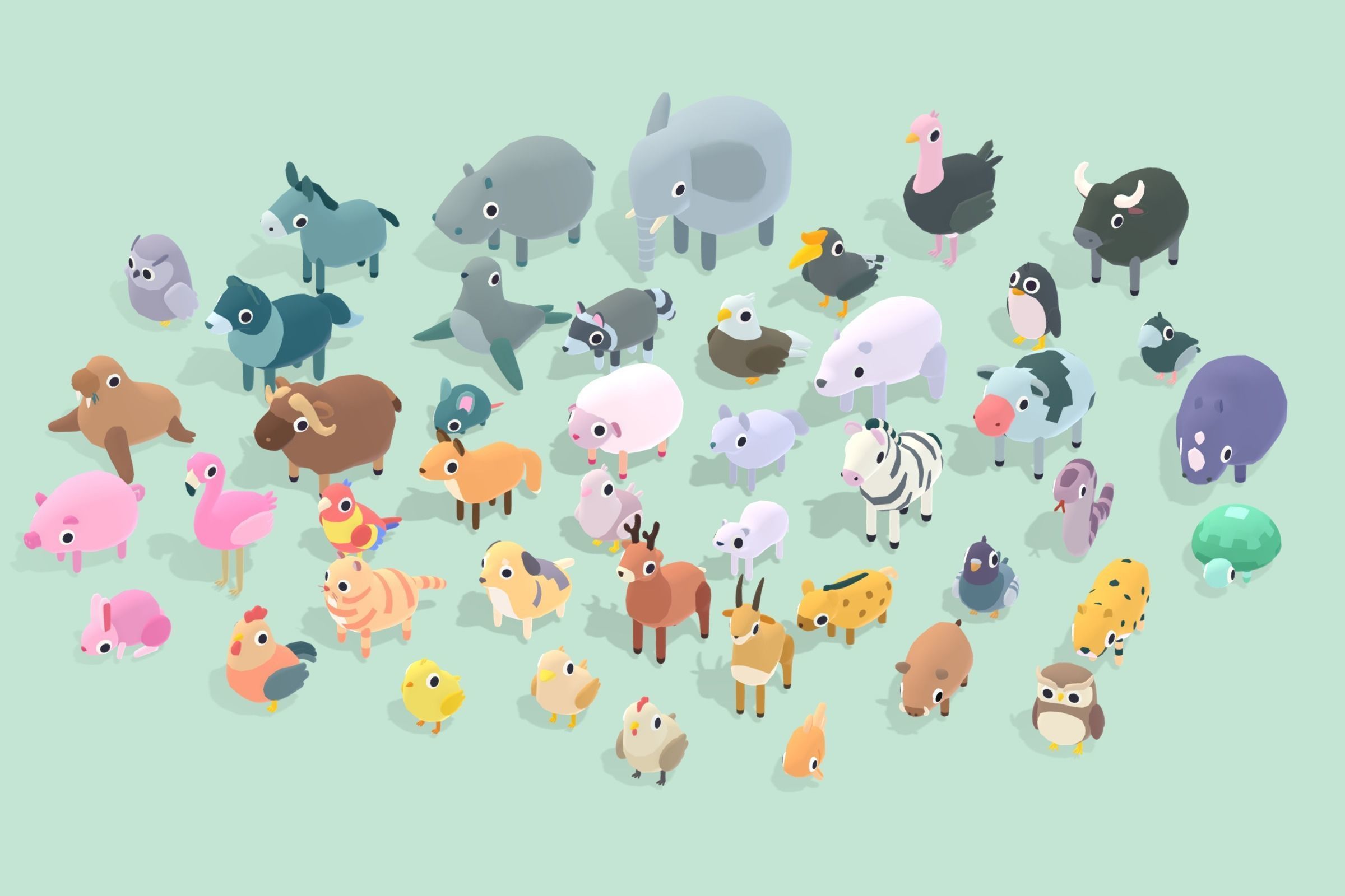 Quirky Series - Animals Mega Pack Vol 1 Low-poly 3D model_0
