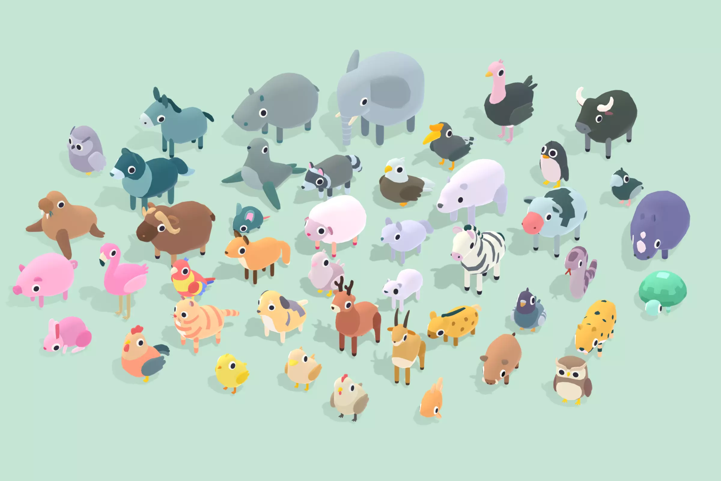 Quirky Series - Animals Mega Pack Vol 1 Low-poly 3D model_0