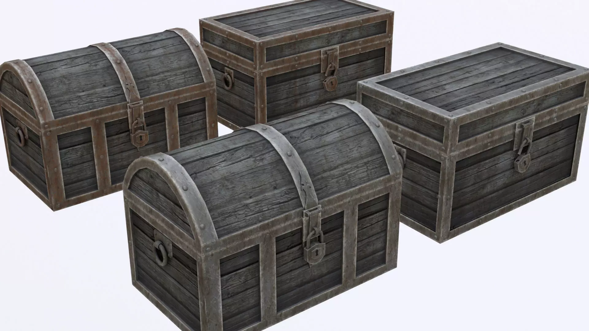 Low Poly Antique Chests With PBR Materials and 2 Skins Low-poly 3D model