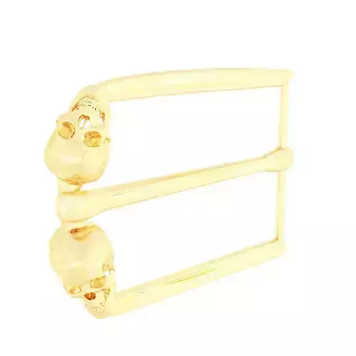 buckle 3d model gold with two skulls