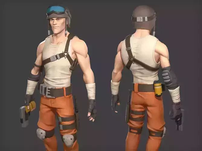 Soldier game ready character Low-poly 3D model