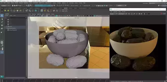 3d date model walnuts in bowl