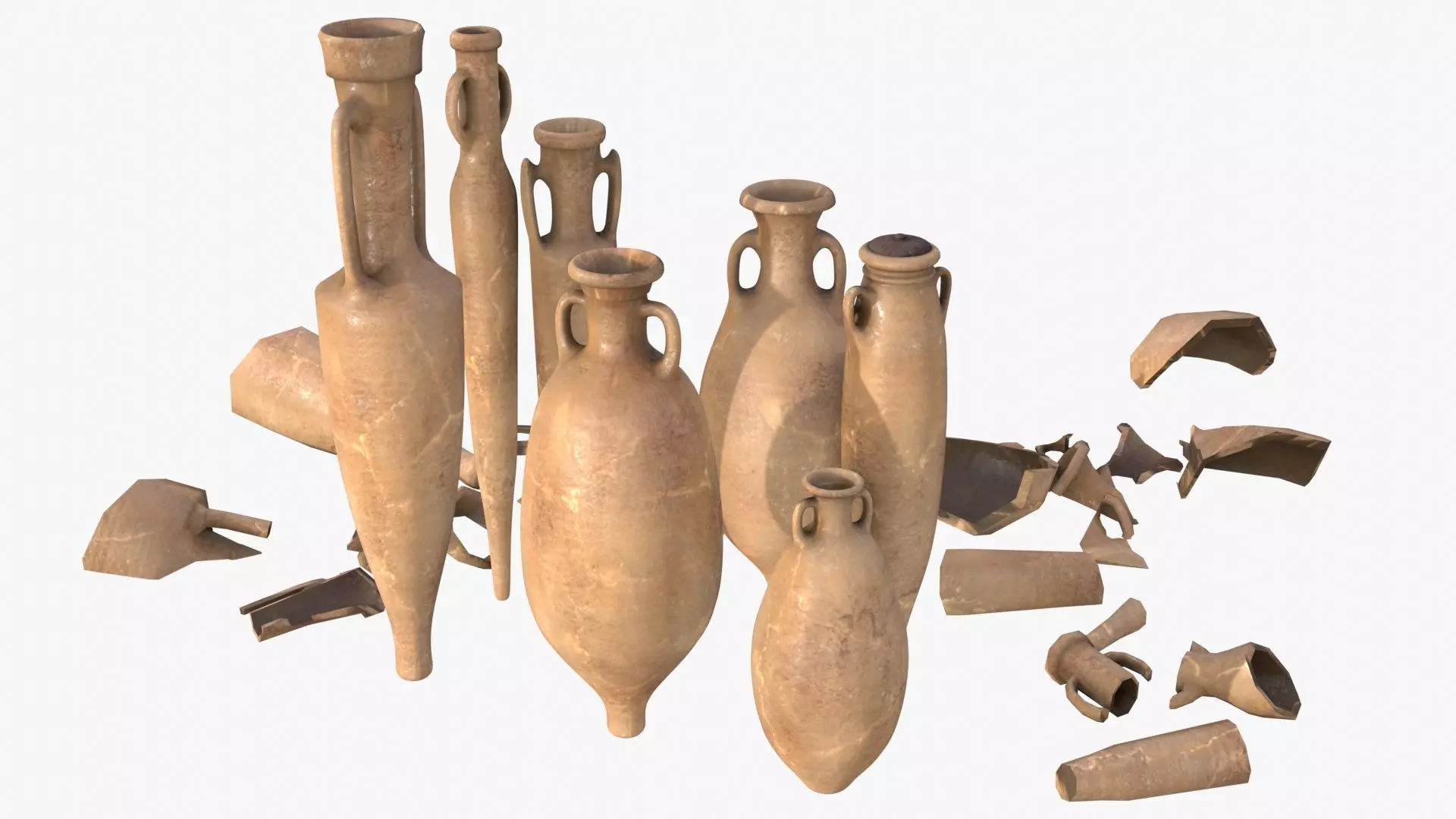 Amphora - Damaged Old Terracotta Low-poly 3D model