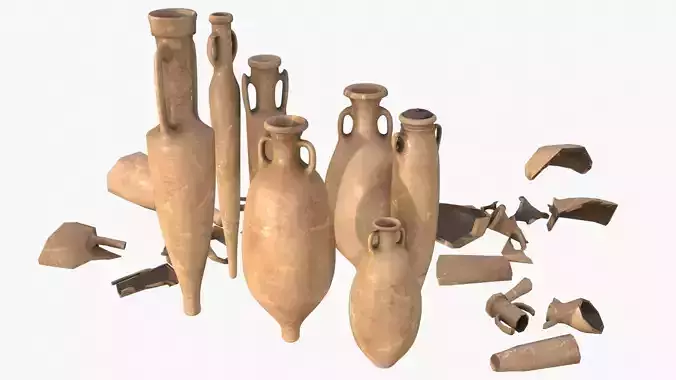 Amphora - Damaged Old Terracotta Low-poly 3D model