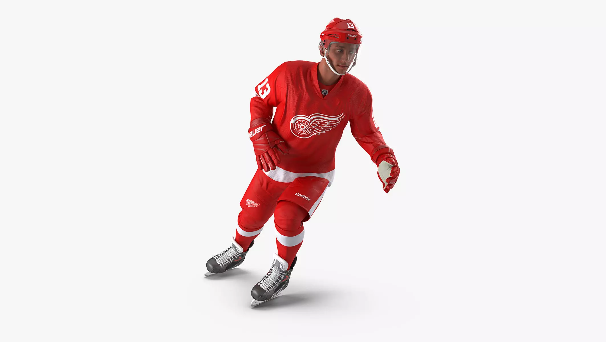 Hockey Player Detroit Red Wings Rigged 3D model
