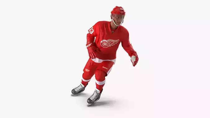 Hockey Player Detroit Red Wings Rigged 3D model