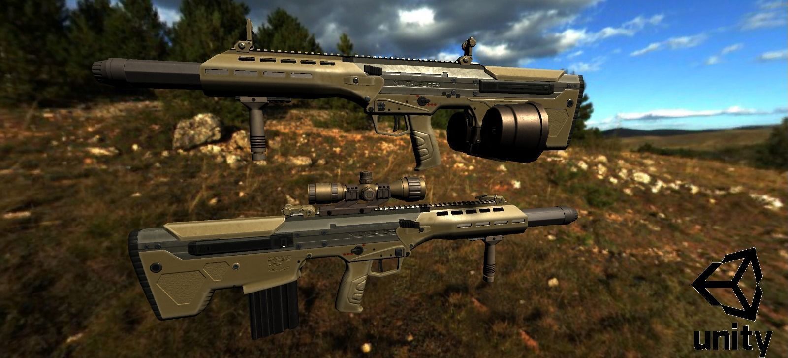 Modular Bullpup Rifle-Sniper Variant Low-poly 3D model_22