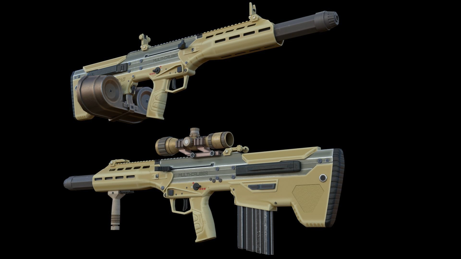 Modular Bullpup Rifle-Sniper Variant Low-poly 3D model_10
