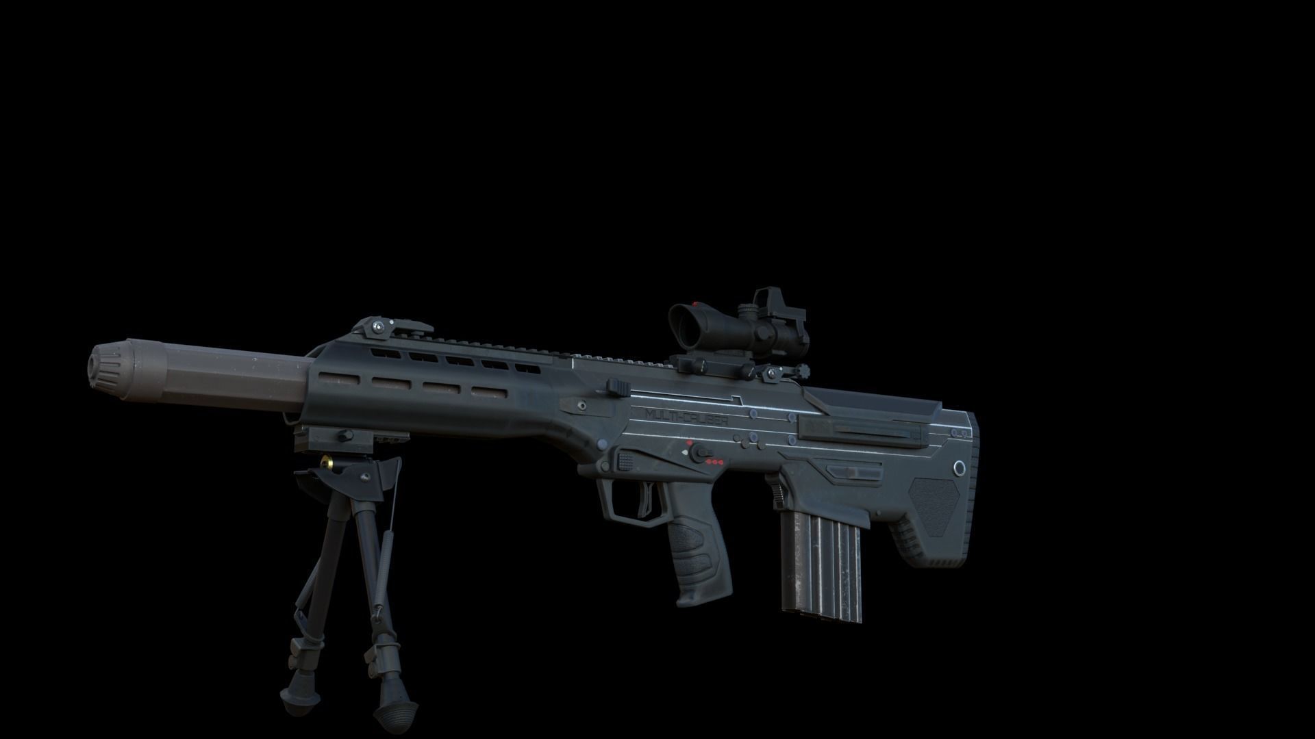 Modular Bullpup Rifle-Sniper Variant Low-poly 3D model_6
