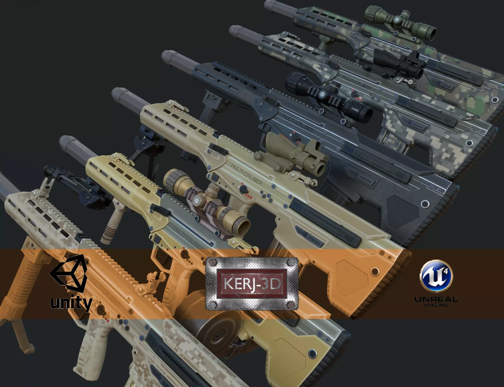 Modular Bullpup Rifle-Sniper Variant Low-poly 3D model_0