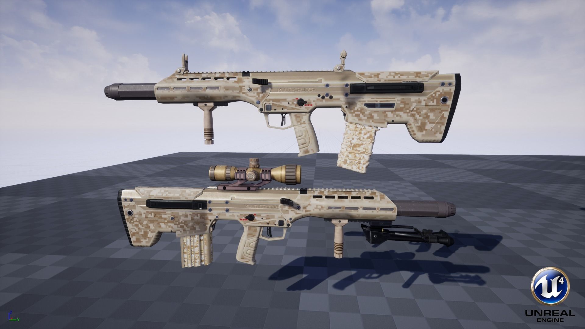 Modular Bullpup Rifle-Sniper Variant Low-poly 3D model_34