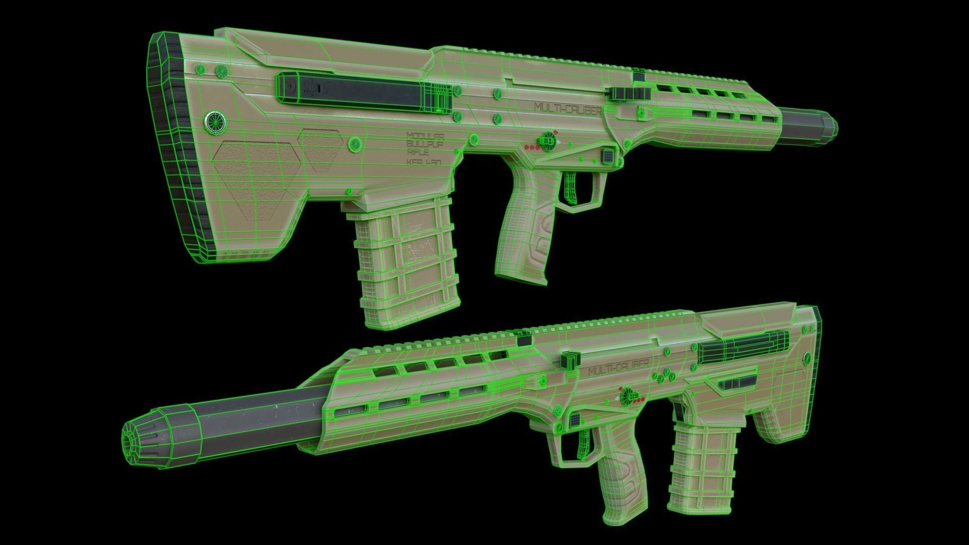 Modular Bullpup Rifle-Sniper Variant Low-poly 3D model_63