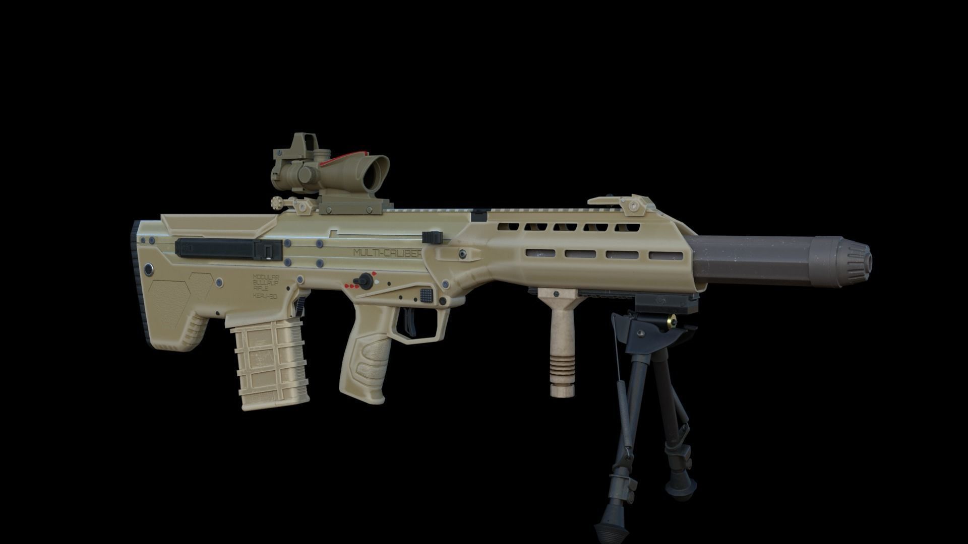 Modular Bullpup Rifle-Sniper Variant Low-poly 3D model_4