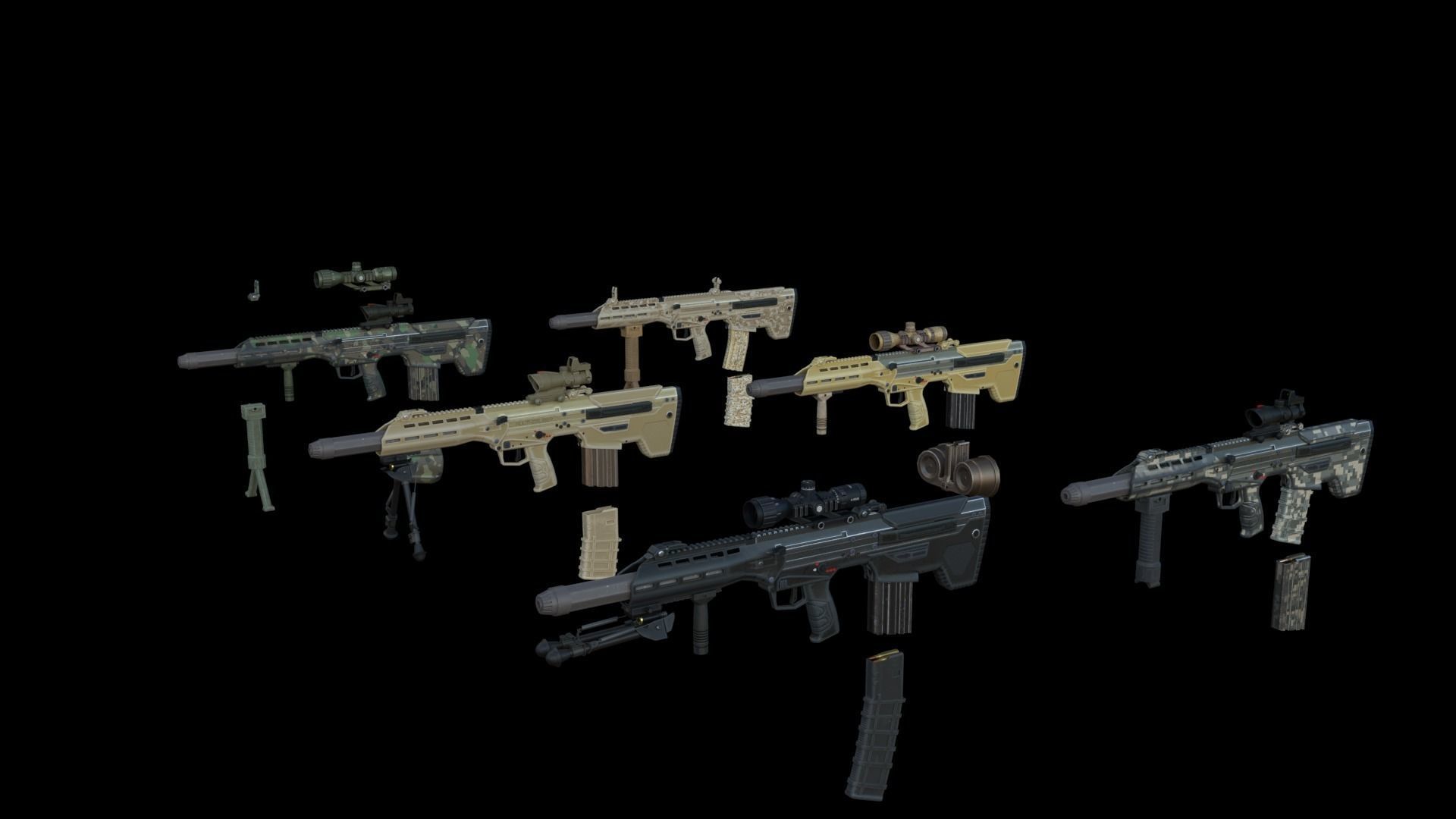 Modular Bullpup Rifle-Sniper Variant Low-poly 3D model_2