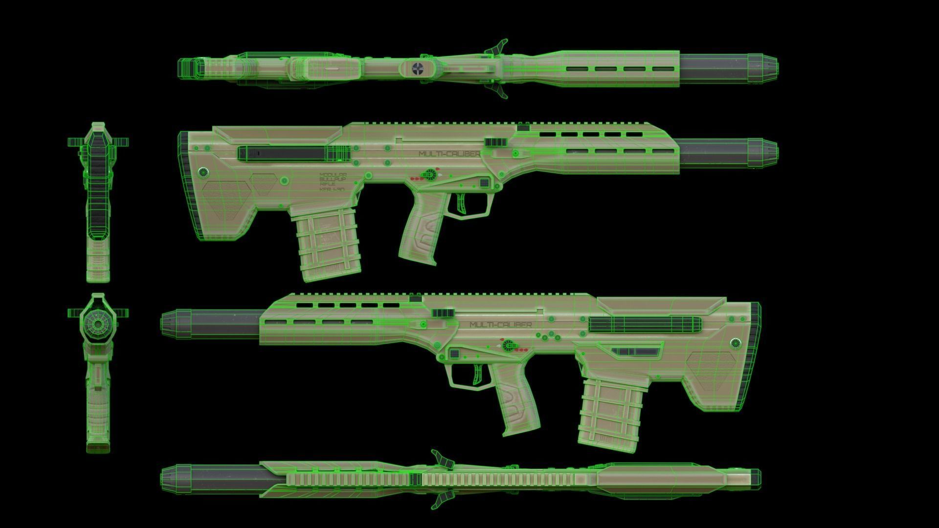 Modular Bullpup Rifle-Sniper Variant Low-poly 3D model_64