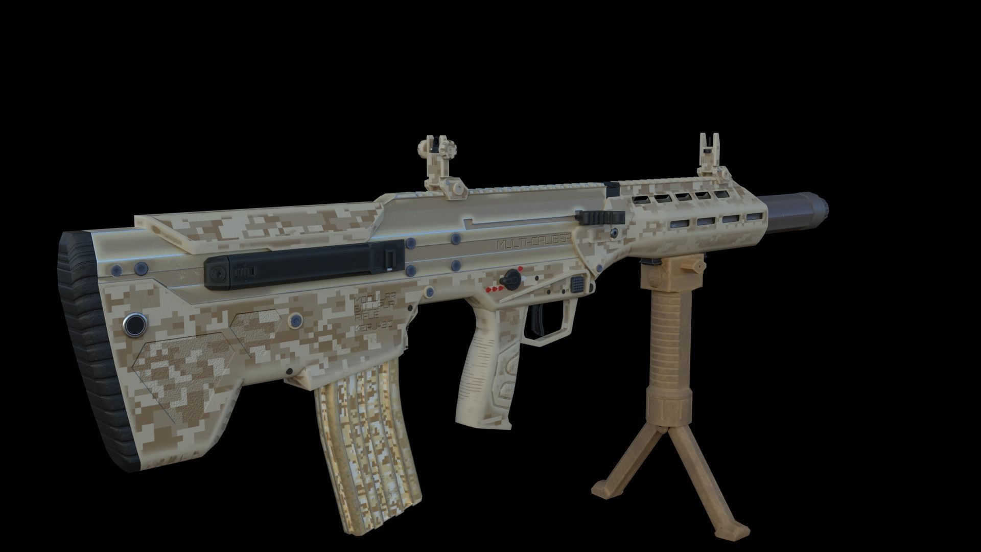 Modular Bullpup Rifle-Sniper Variant Low-poly 3D model_11