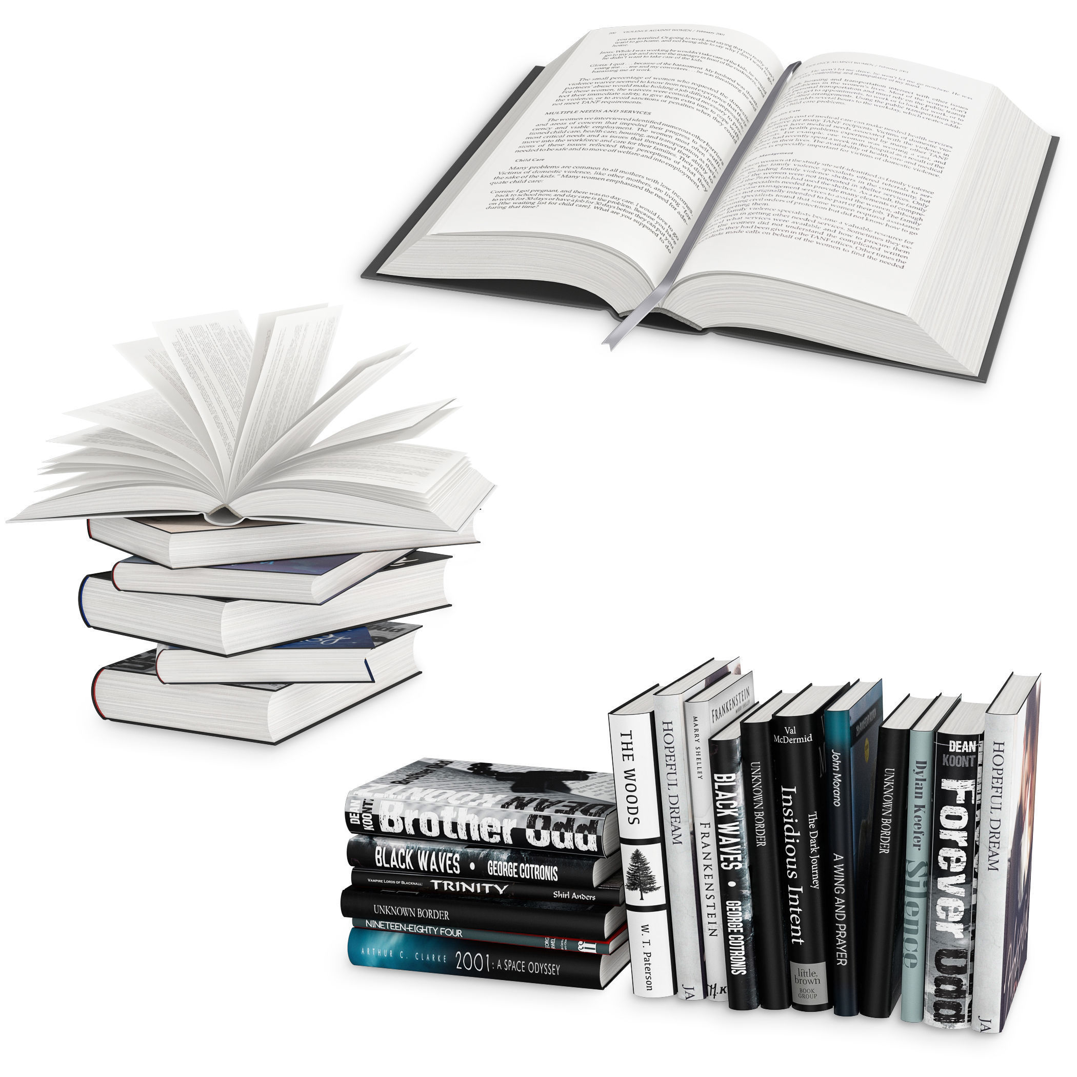 Open Books Set 3D model_4