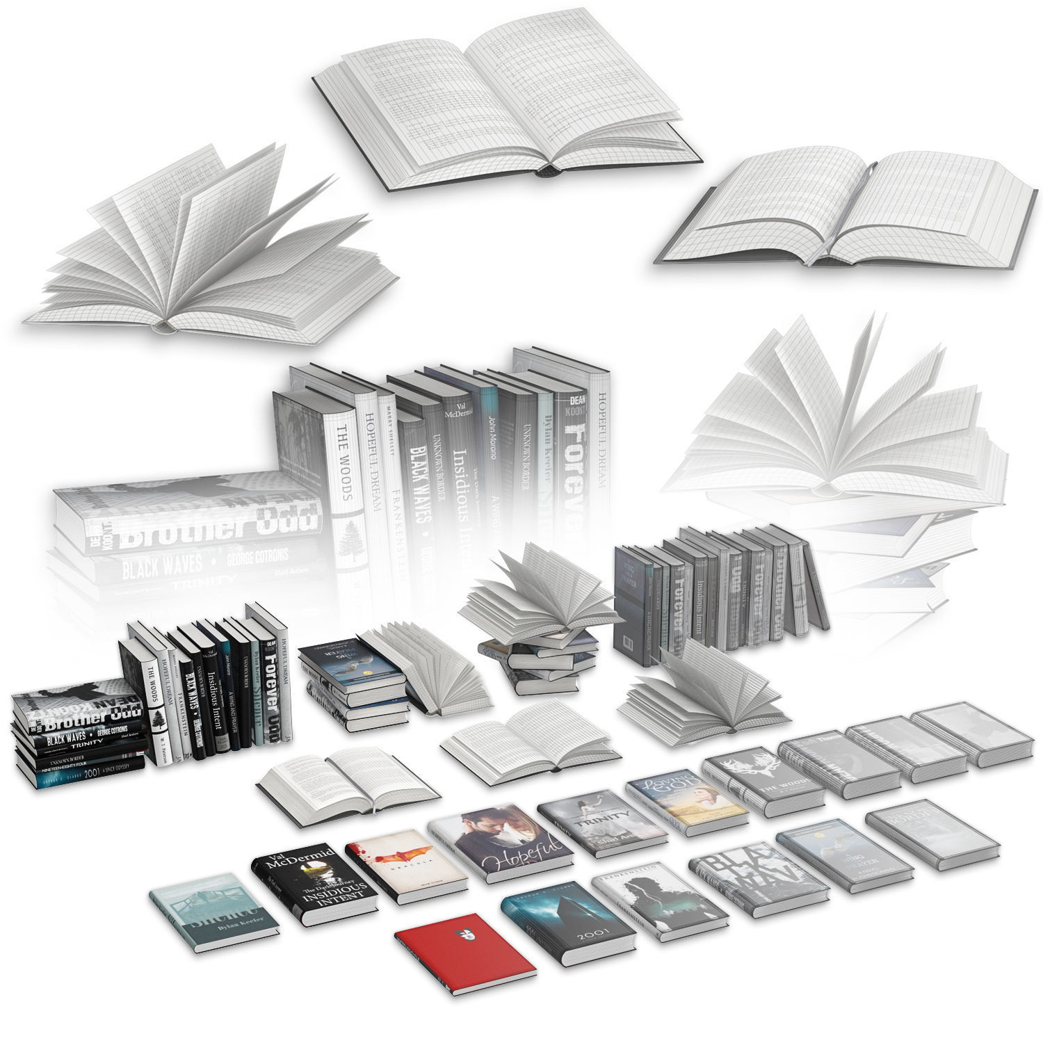 Open Books Set 3D model_5