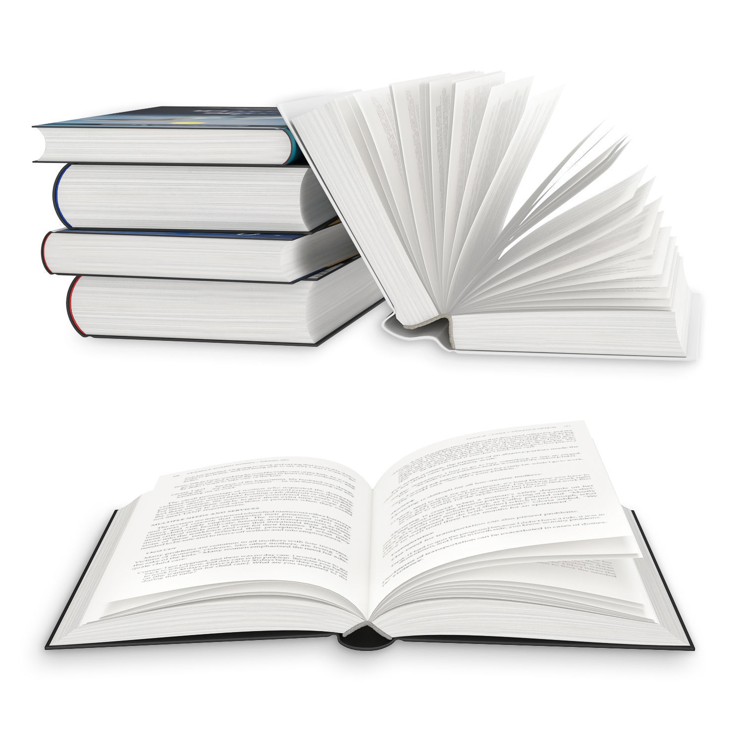 Open Books Set 3D model_3