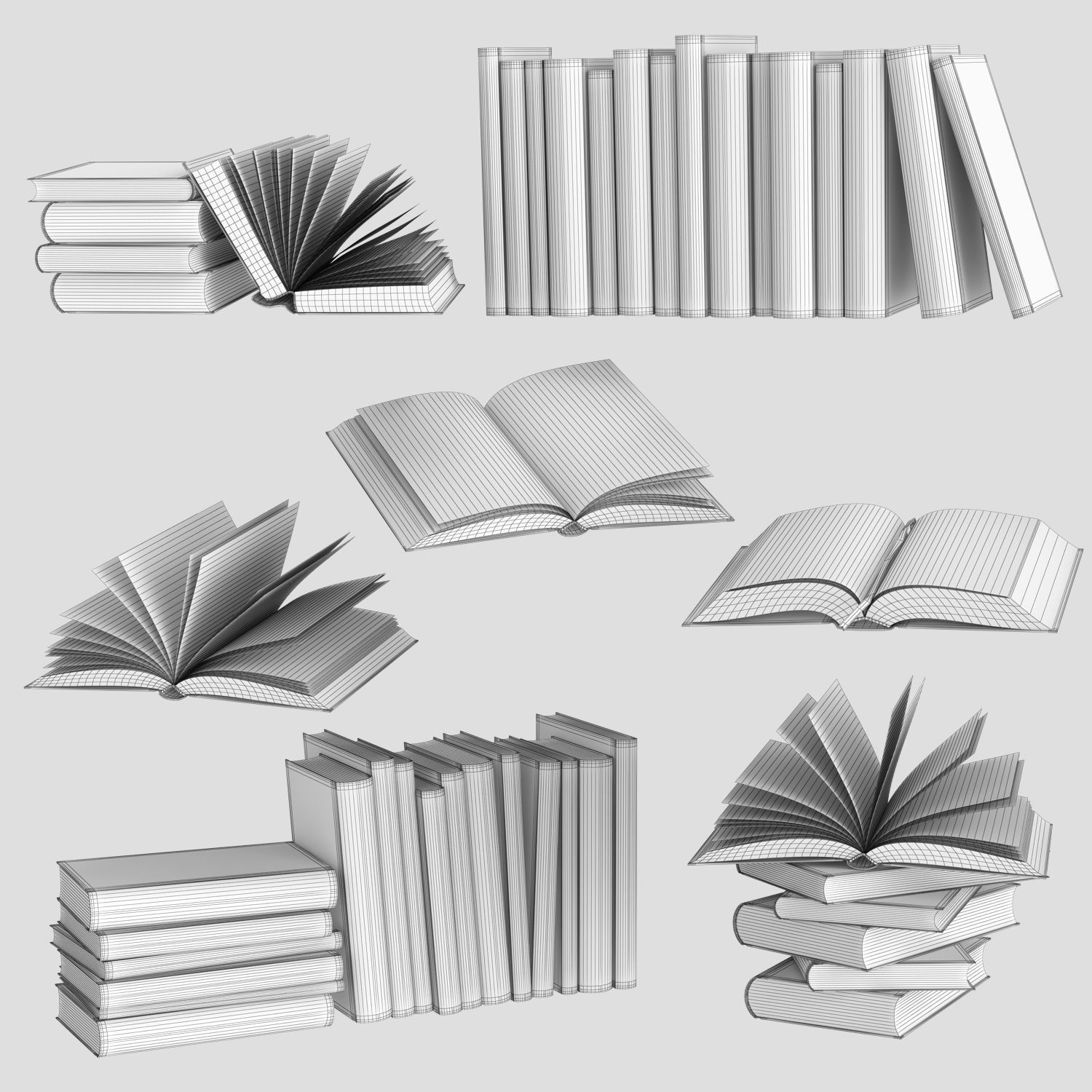 Open Books Set 3D model_14
