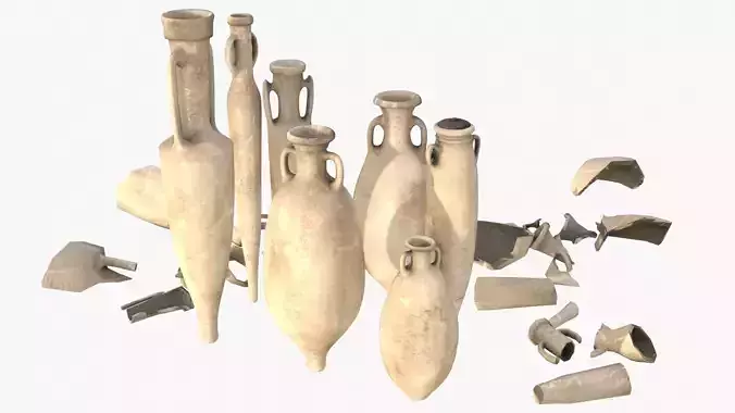 Amphora - Damaged Sand Terracotta Low-poly 3D model