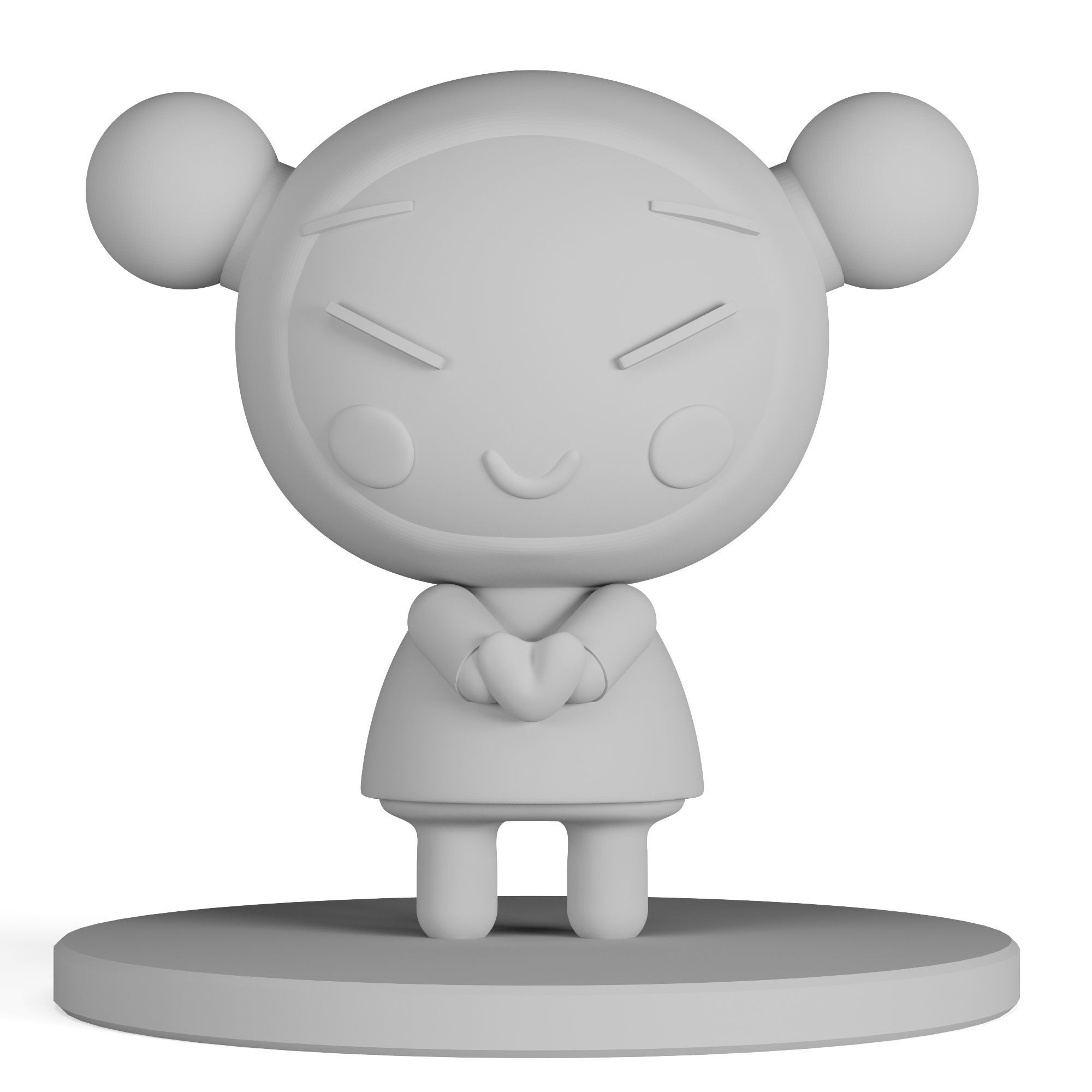 Pucca figurine of asian girl holding heart Free 3D print model_2