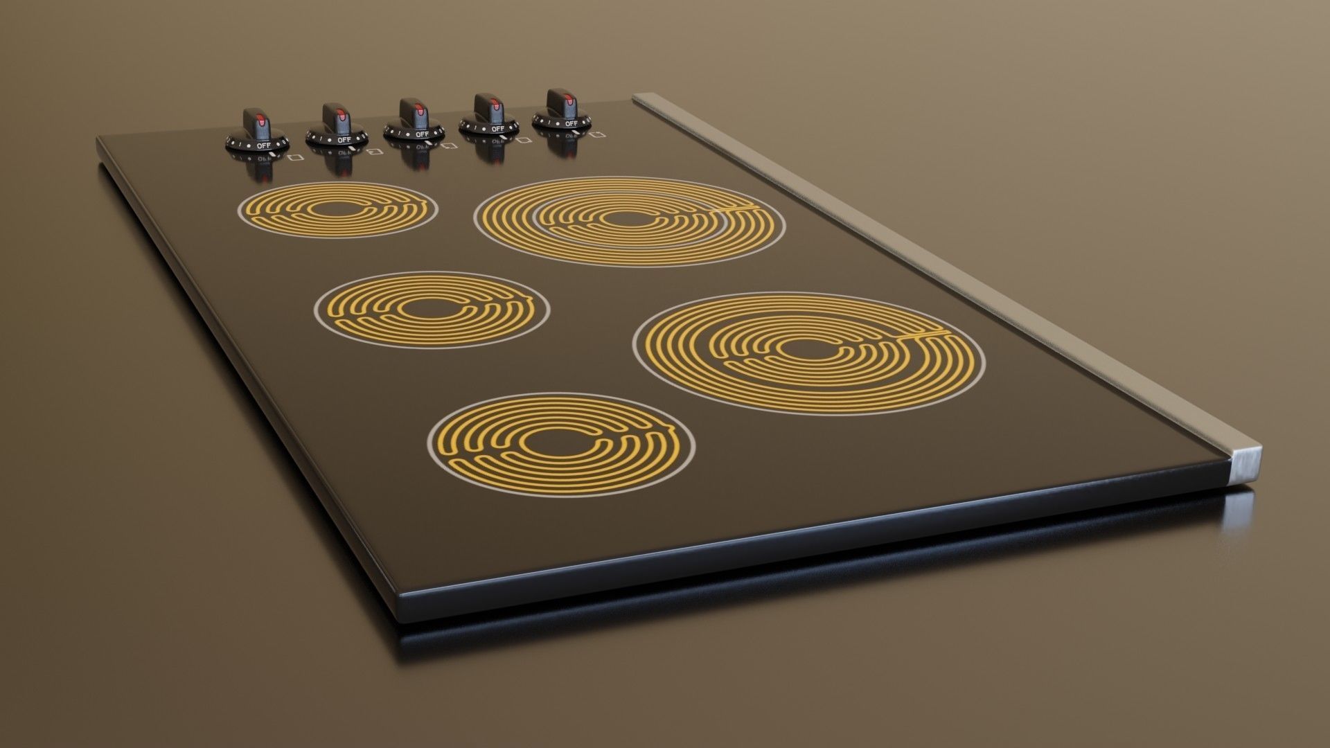 PBR model of an electric hob black finish Low-poly 3D model_3