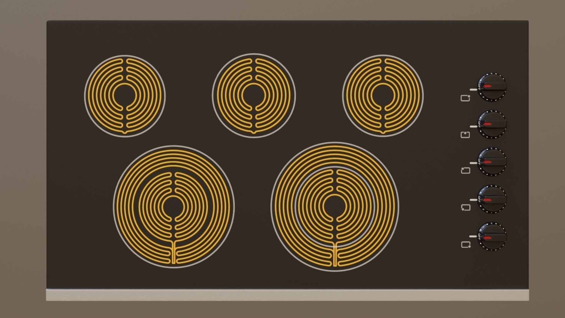 PBR model of an electric hob black finish Low-poly 3D model_5