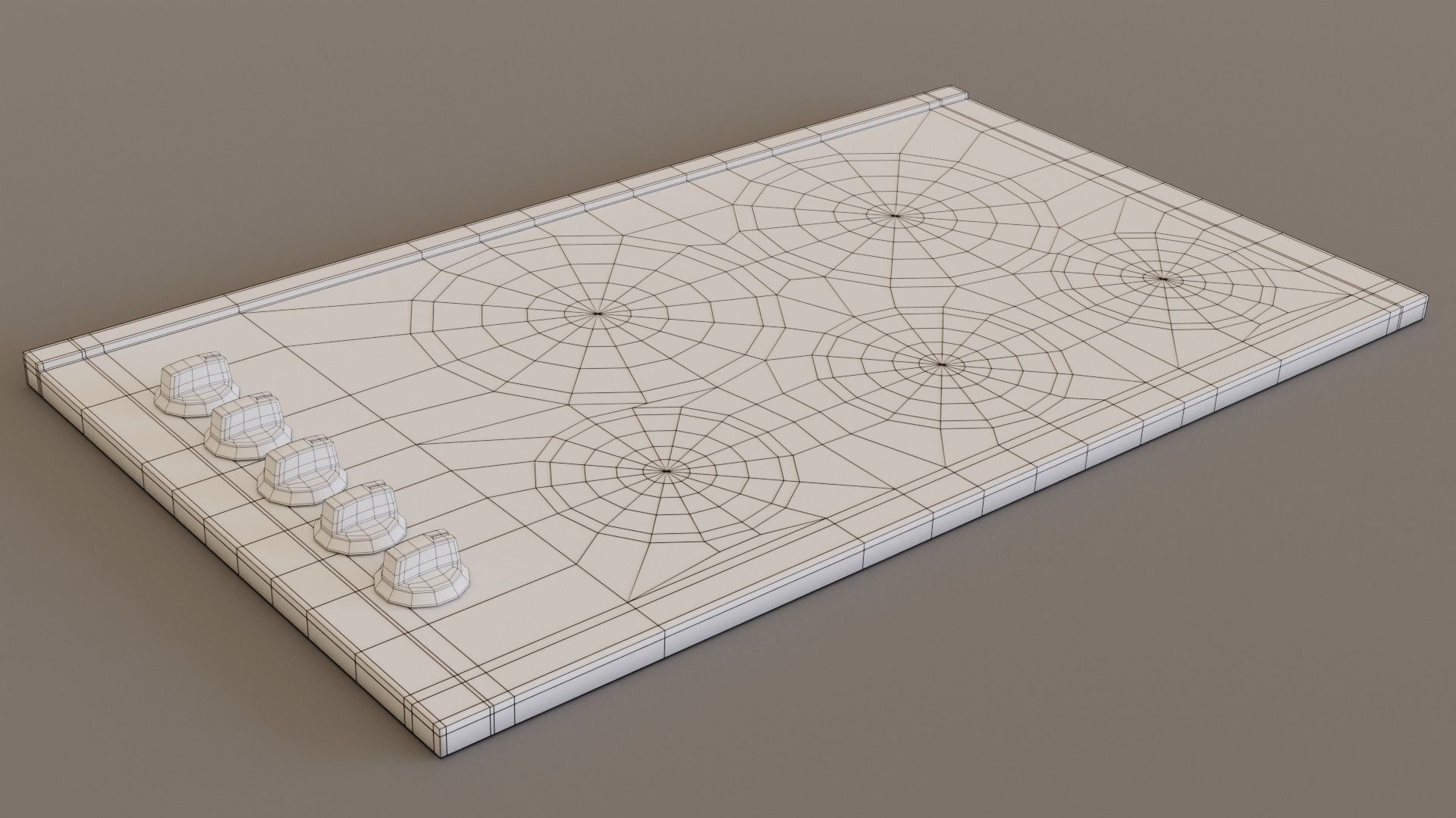 PBR model of an electric hob black finish Low-poly 3D model_6