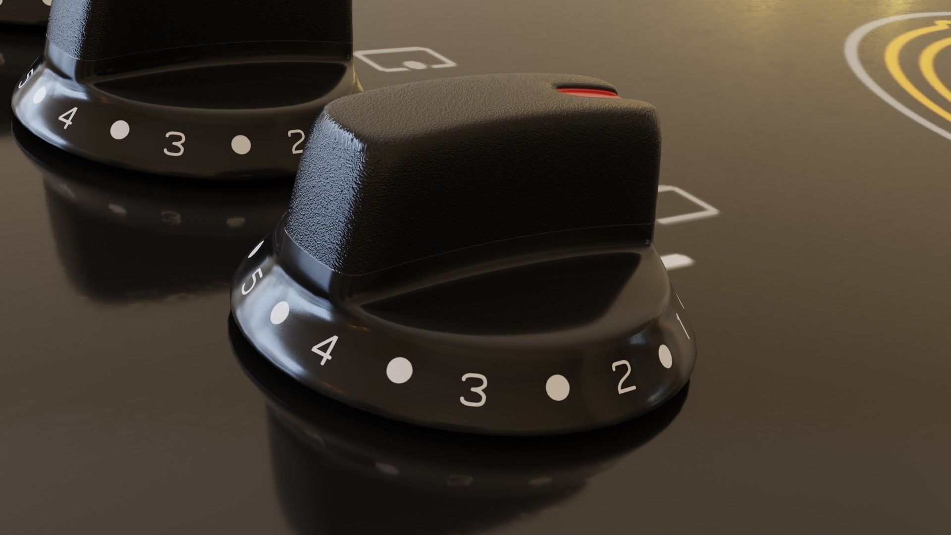 PBR model of an electric hob black finish Low-poly 3D model_4