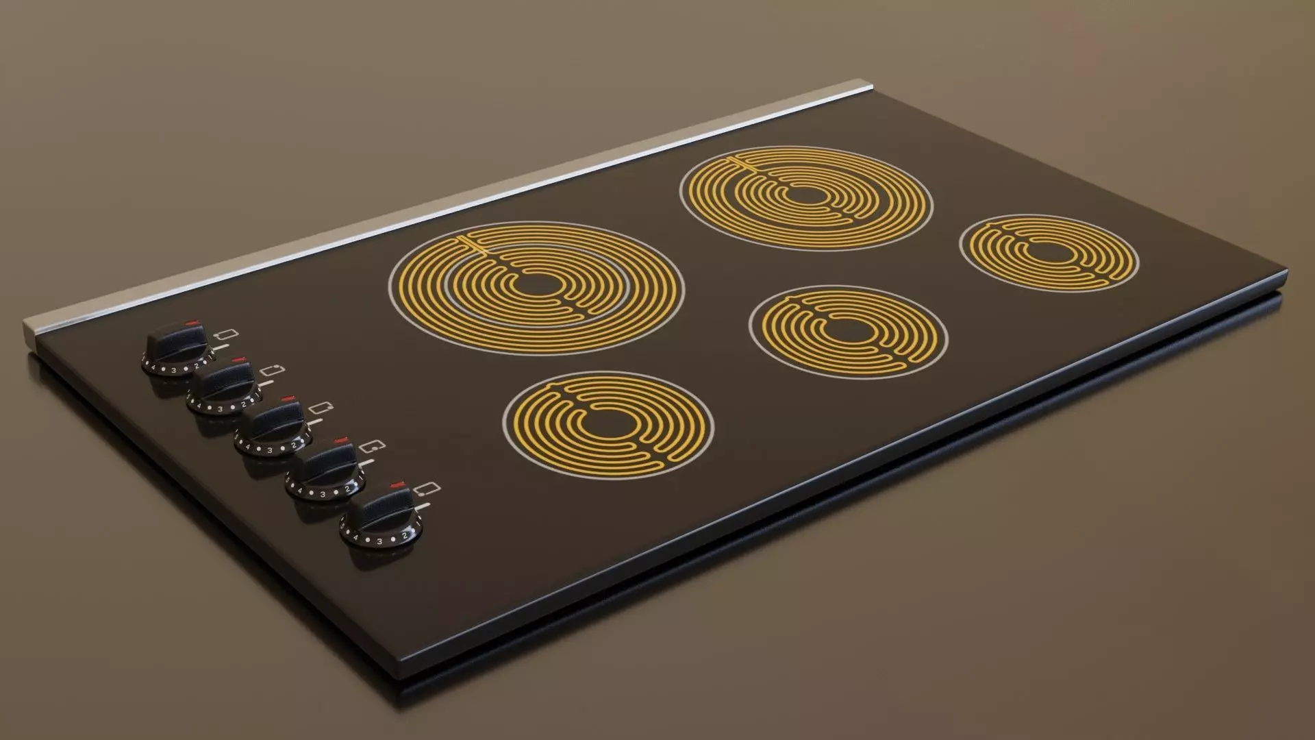 PBR model of an electric hob black finish Low-poly 3D model_0
