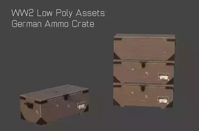 WW2 German Ammo Crate Low Poly Game Asset