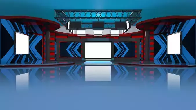 Virtual Set television studio with lights