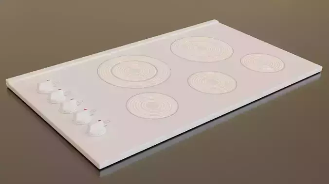 PBR model of an electric hob white finish Low-poly 3D model