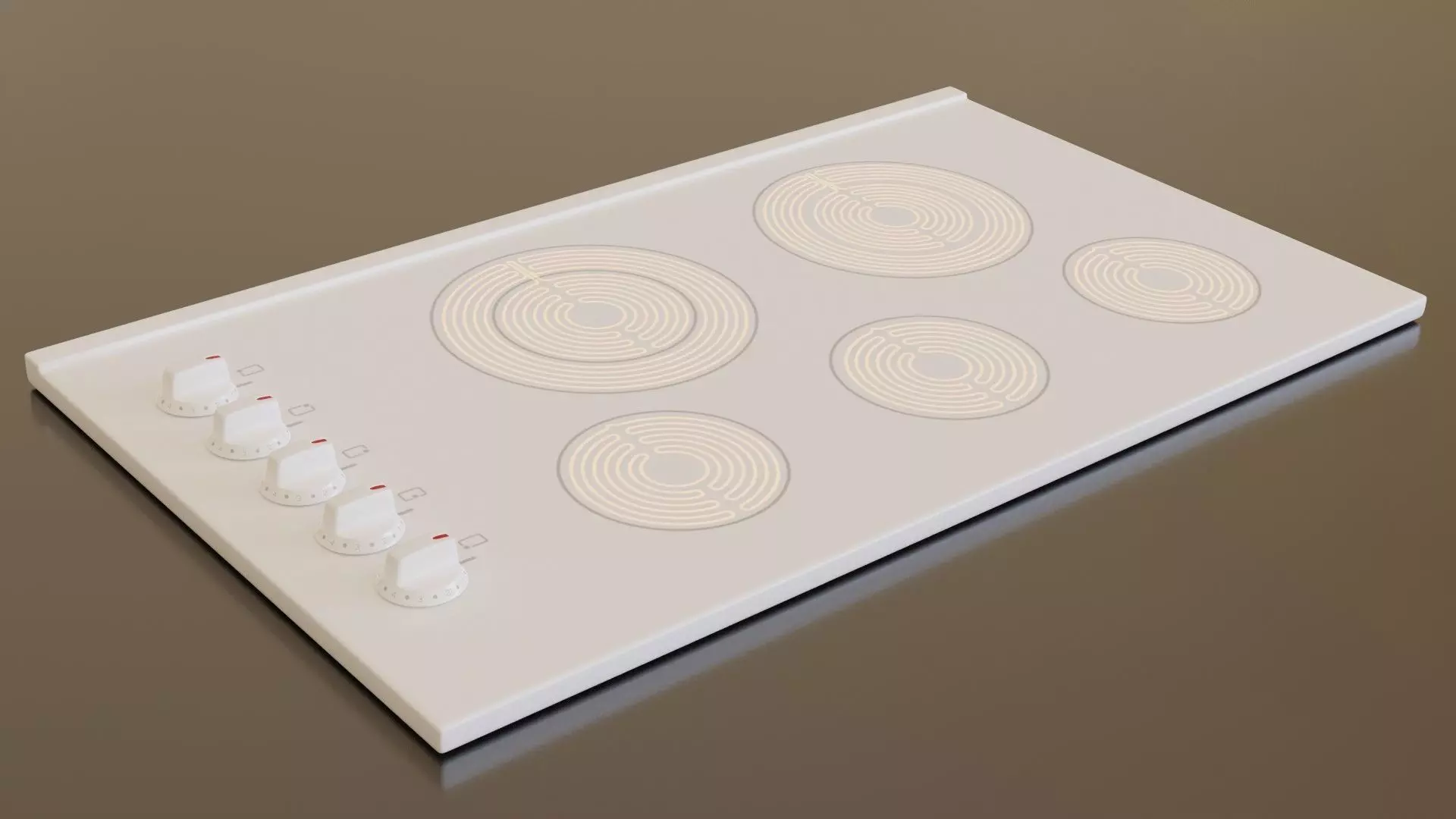 PBR model of an electric hob white finish Low-poly 3D model_0