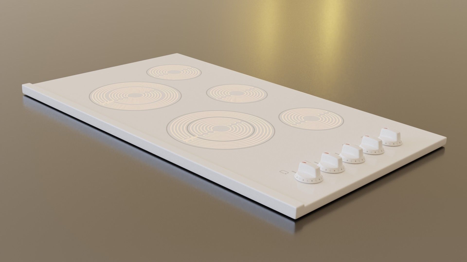 PBR model of an electric hob white finish Low-poly 3D model_2