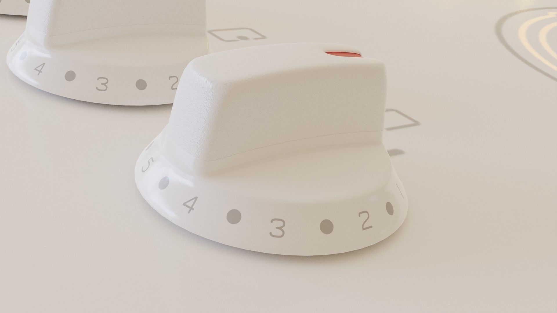 PBR model of an electric hob white finish Low-poly 3D model_4